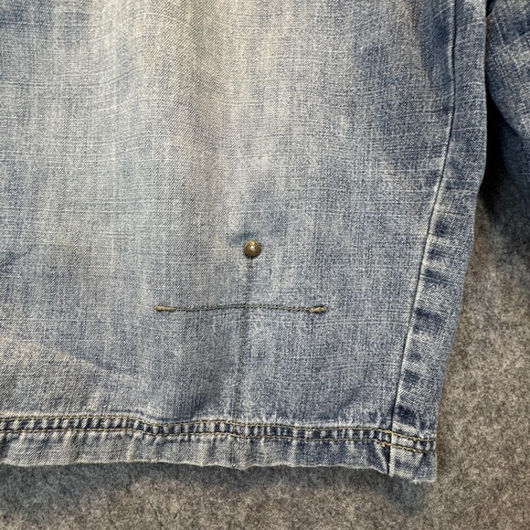 PJ Jeans Shorts Mens 36 Blue Denim Bermuda Relaxed Fit Distressed 94 Patches - Picture 8 of 16